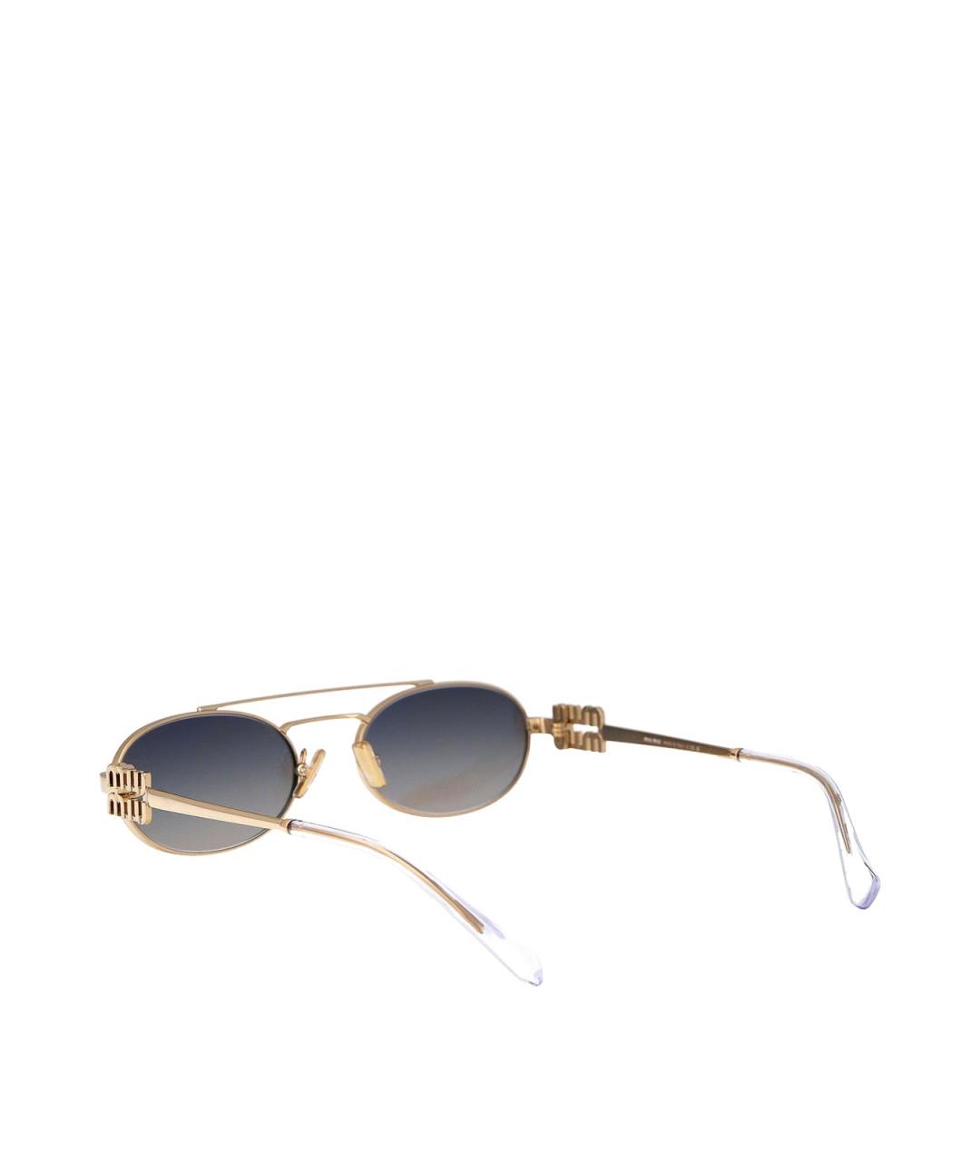 MIU MIU Золотые металлические солнцезащитные очки, фото 4