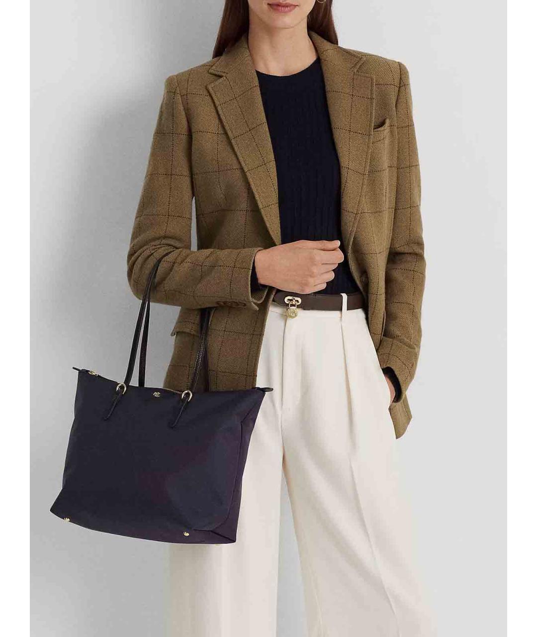 RALPH LAUREN Синяя синтетическая сумка тоут, фото 6