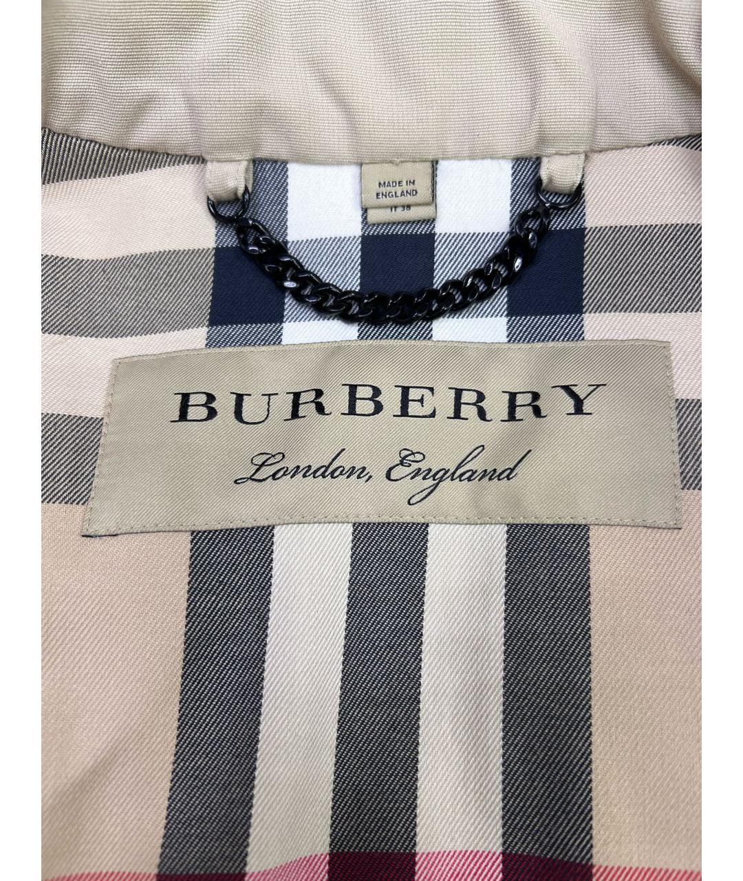 BURBERRY Бежевый хлопковый тренч/плащ, фото 4