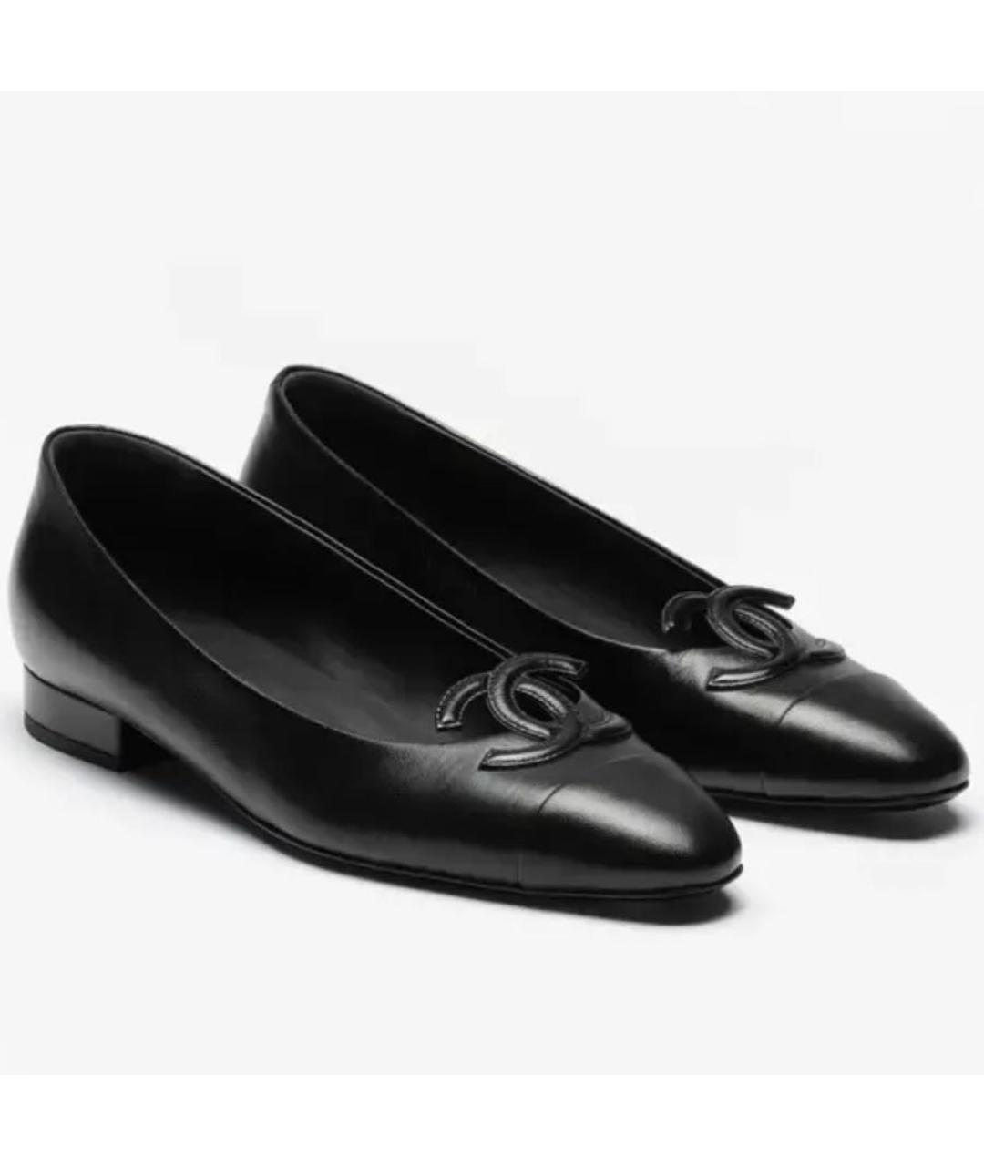 CHANEL Черные кожаные балетки, фото 2