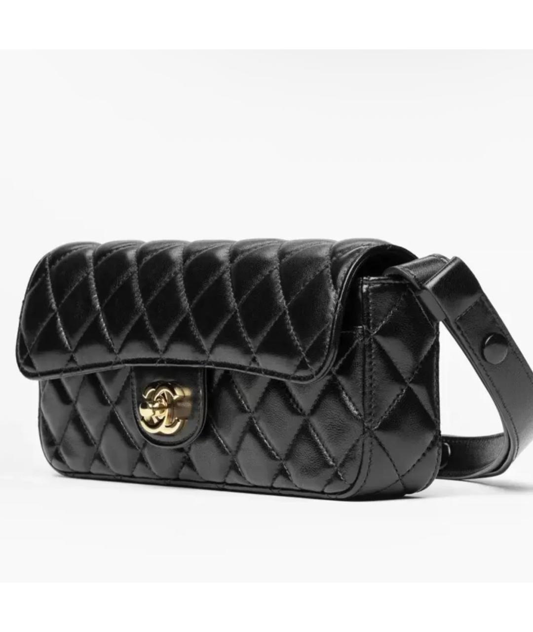 CHANEL Черная сумка через плечо из лакированной кожи, фото 2