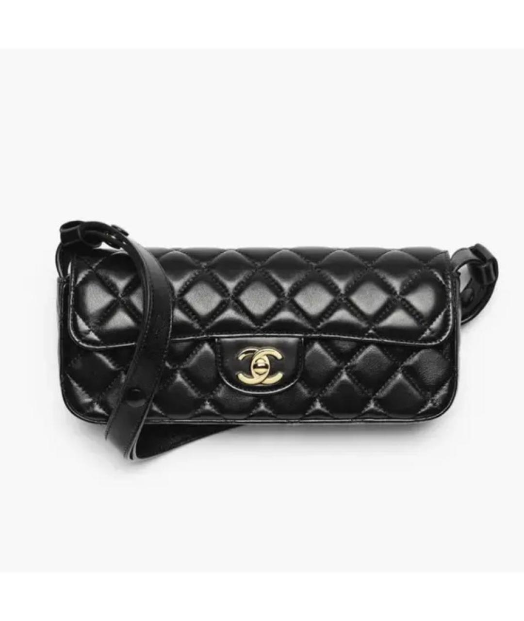 CHANEL Черная сумка через плечо из лакированной кожи, фото 3