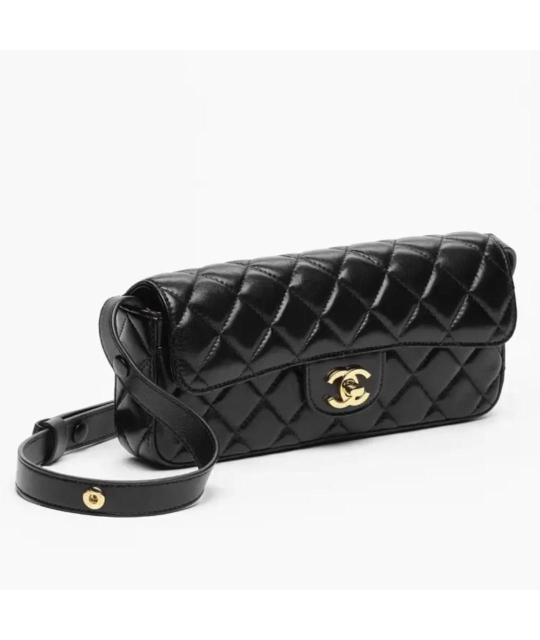 CHANEL Черная сумка через плечо из лакированной кожи, фото 6