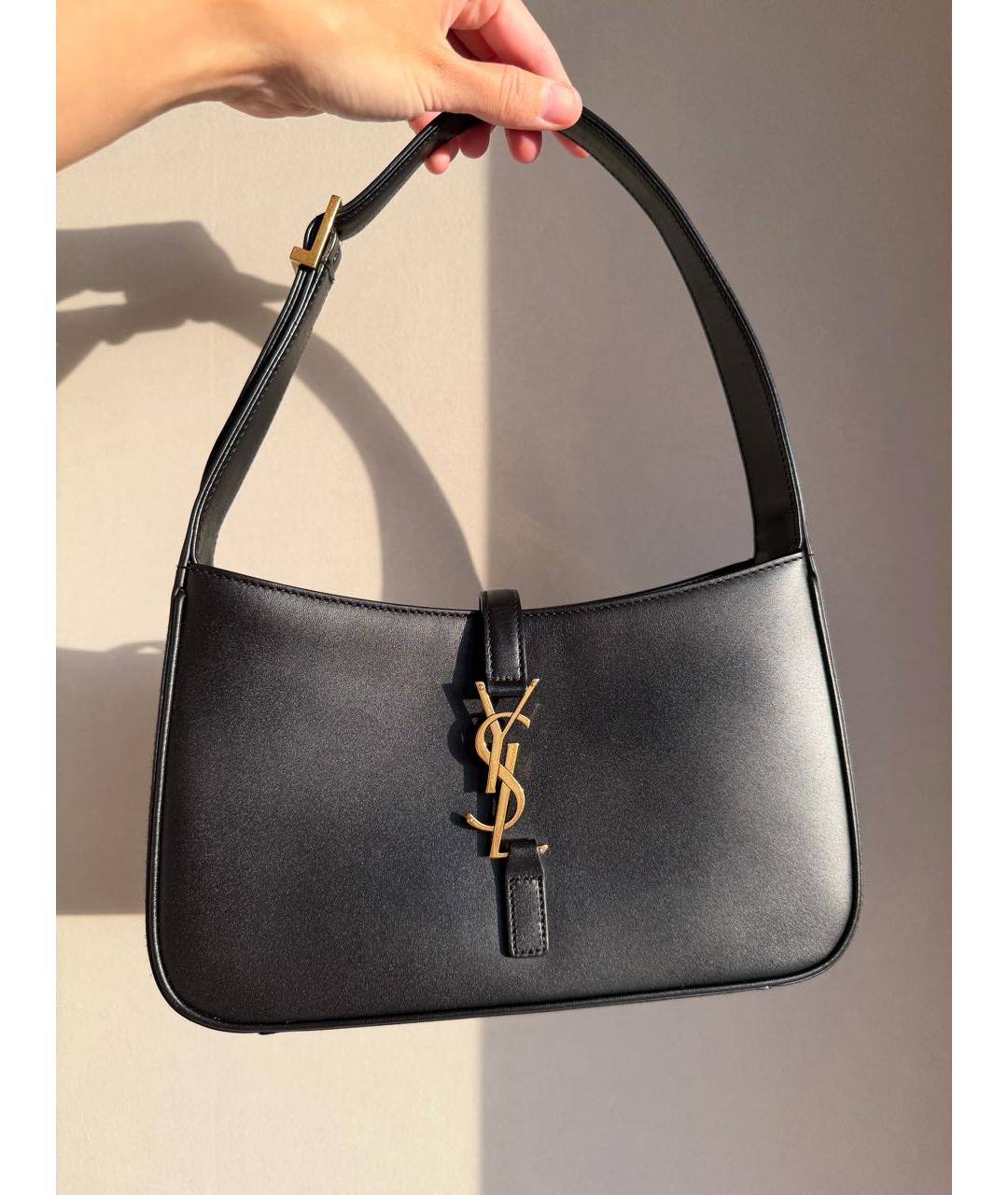 SAINT LAURENT Черная кожаная сумка с короткими ручками, фото 2