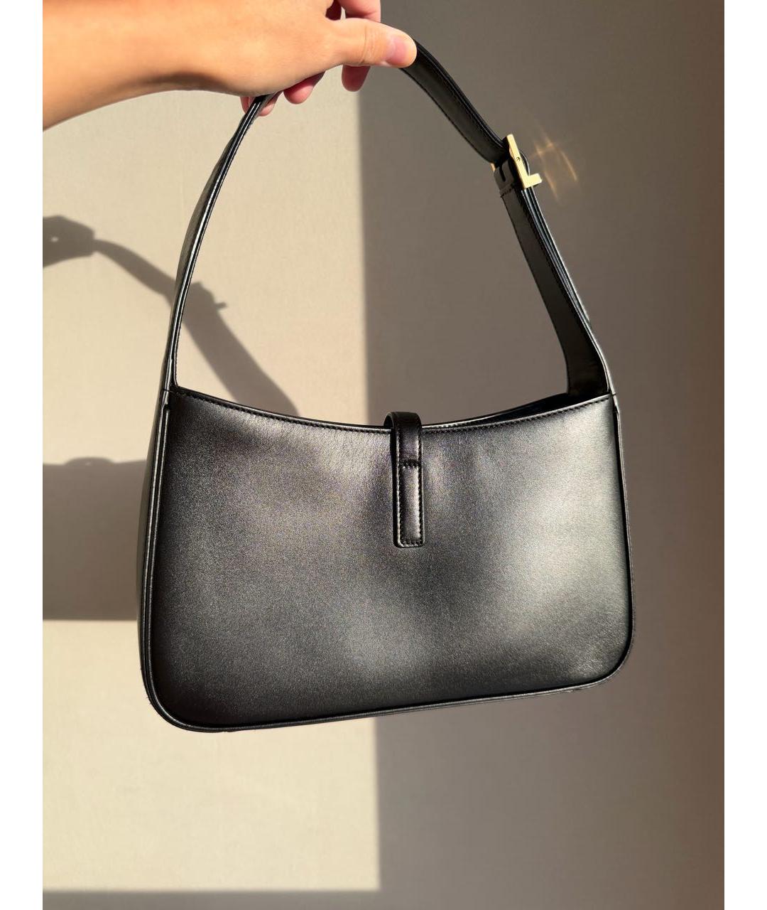 SAINT LAURENT Черная кожаная сумка с короткими ручками, фото 3