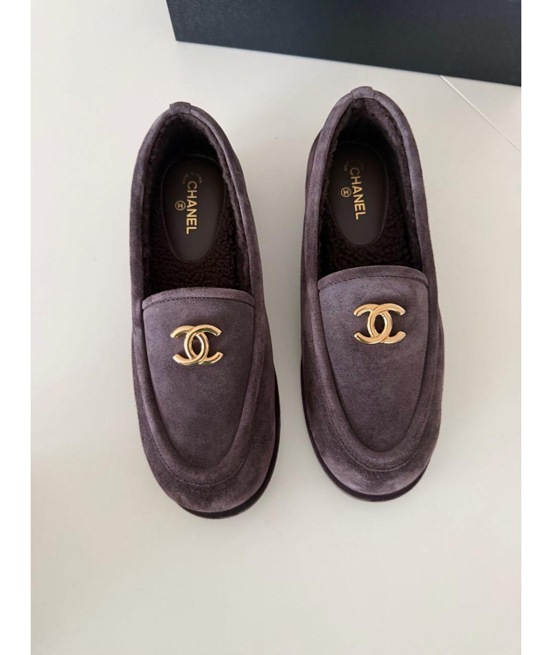 CHANEL Коричневые замшевые лоферы, фото 2