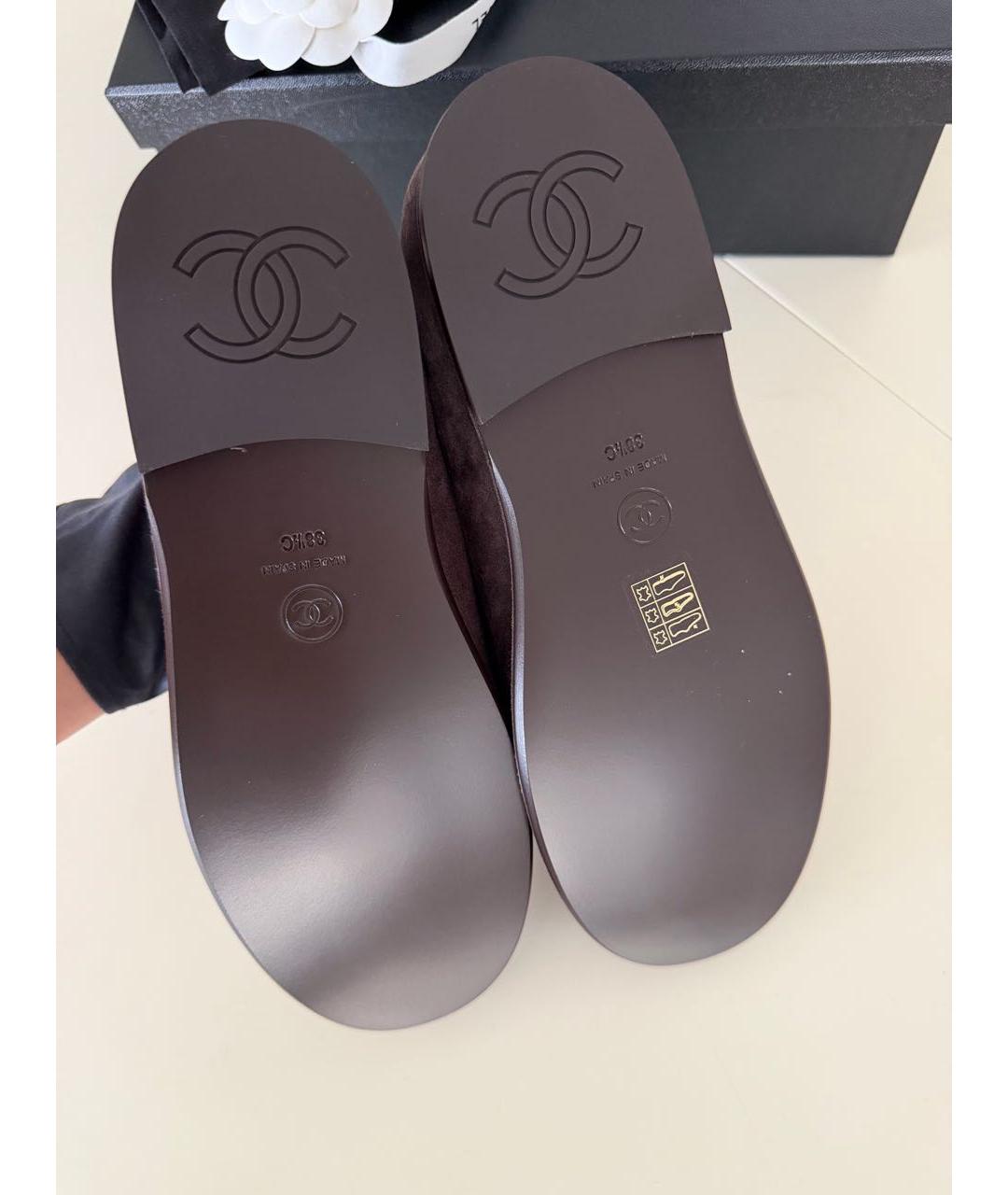 CHANEL Коричневые замшевые лоферы, фото 5