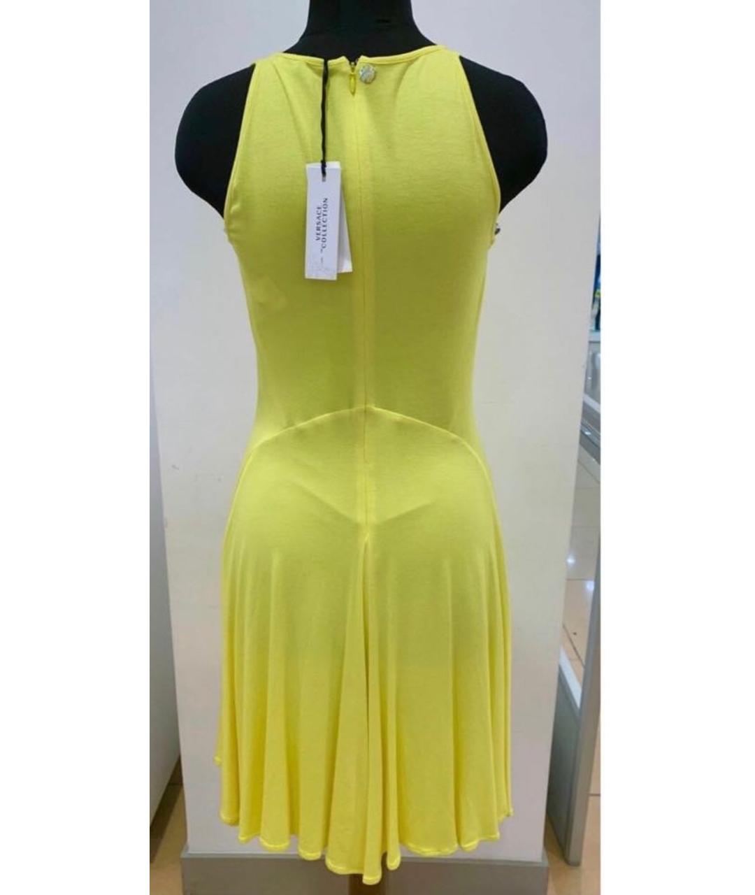 VERSACE COLLECTION Желтое хлопко-эластановое повседневное платье, фото 2