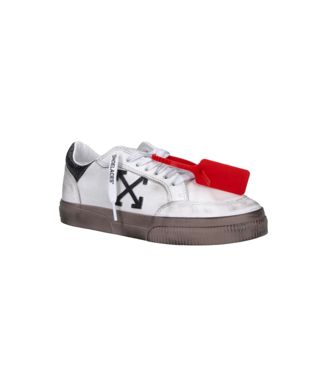 OFF-WHITE Белые кожаные низкие кроссовки / кеды, фото 2