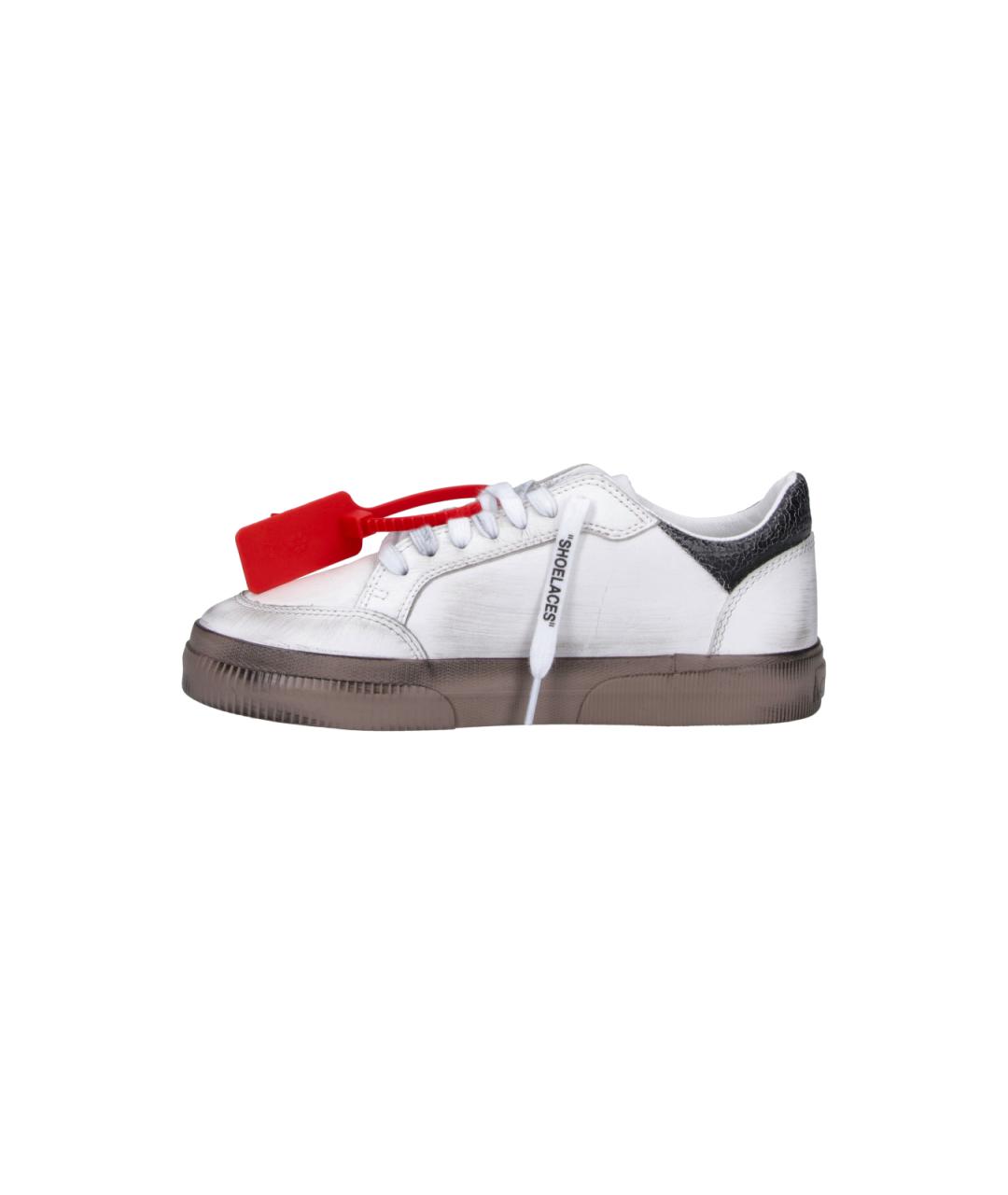 OFF-WHITE Белые кожаные низкие кроссовки / кеды, фото 3