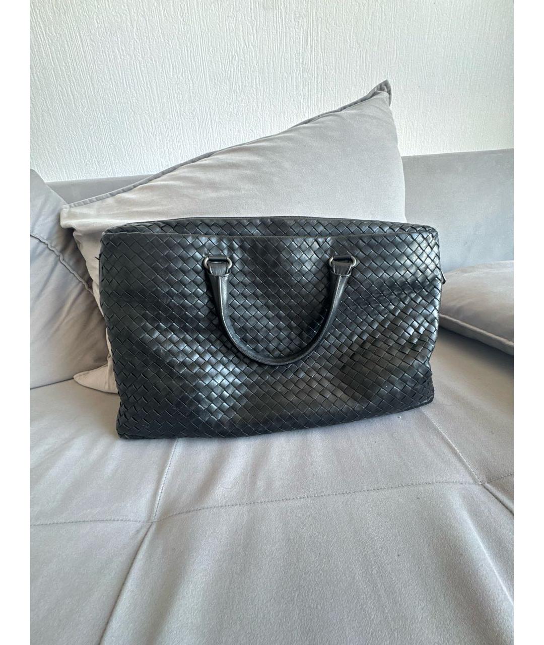 BOTTEGA VENETA Черный кожаный портфель, фото 7