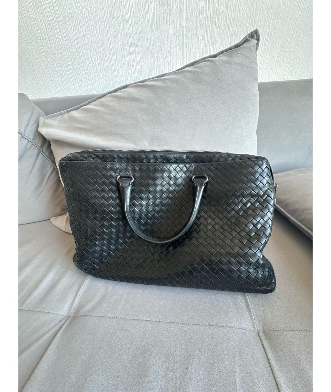 BOTTEGA VENETA Черный кожаный портфель, фото 3