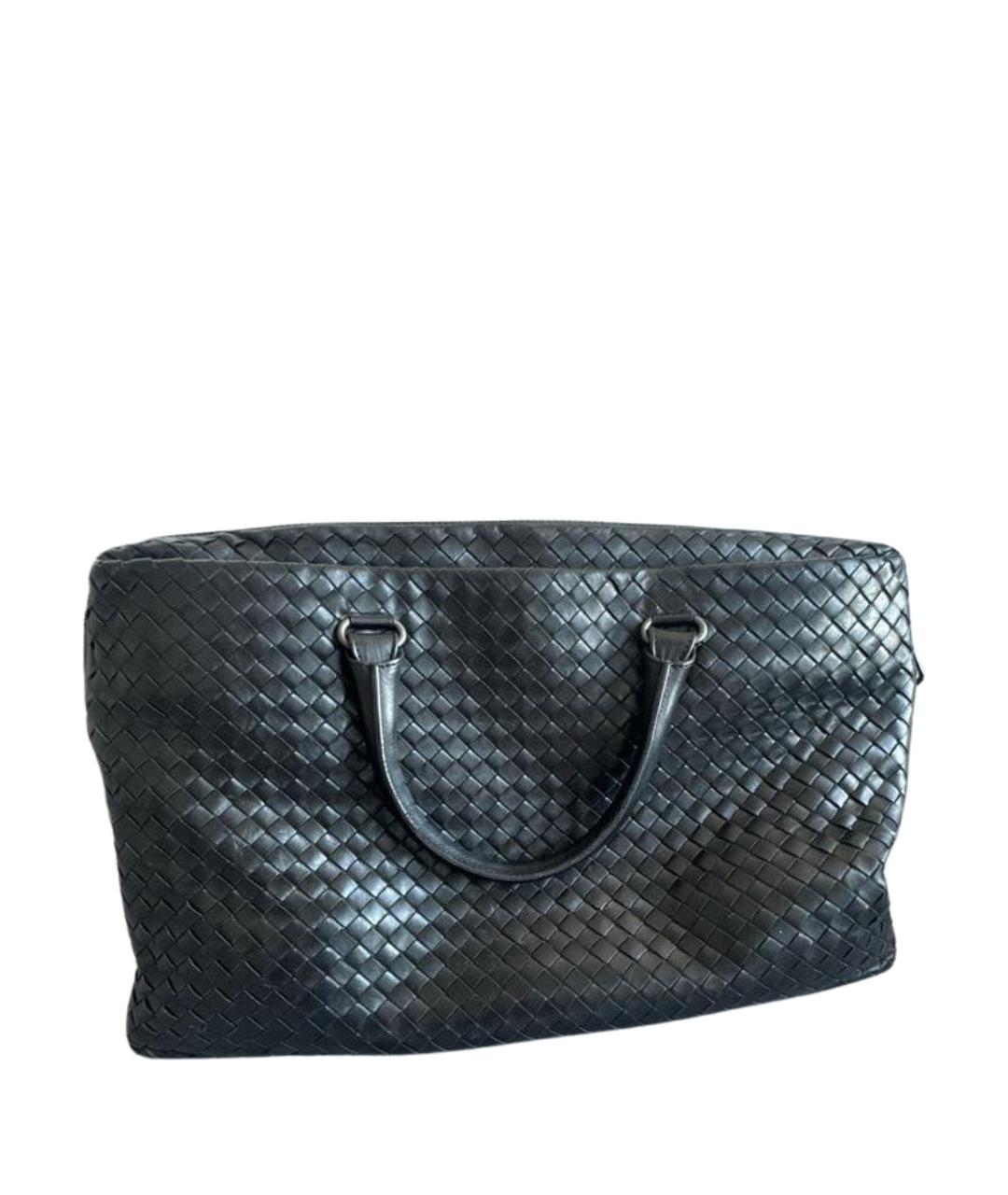 BOTTEGA VENETA Черный кожаный портфель, фото 1