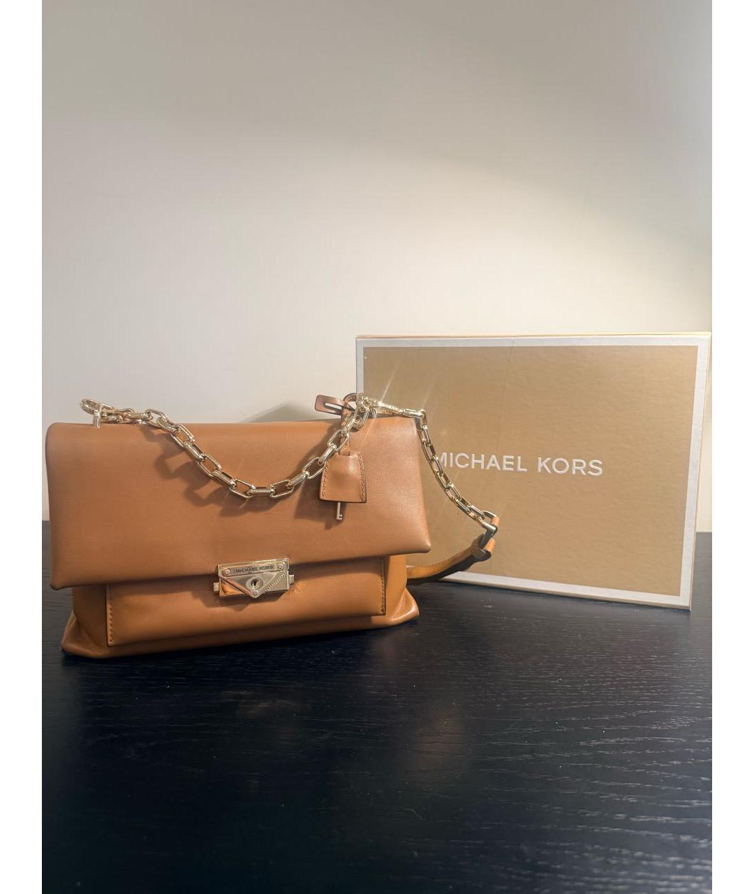 MICHAEL KORS Коричневая кожаная сумка с короткими ручками, фото 6
