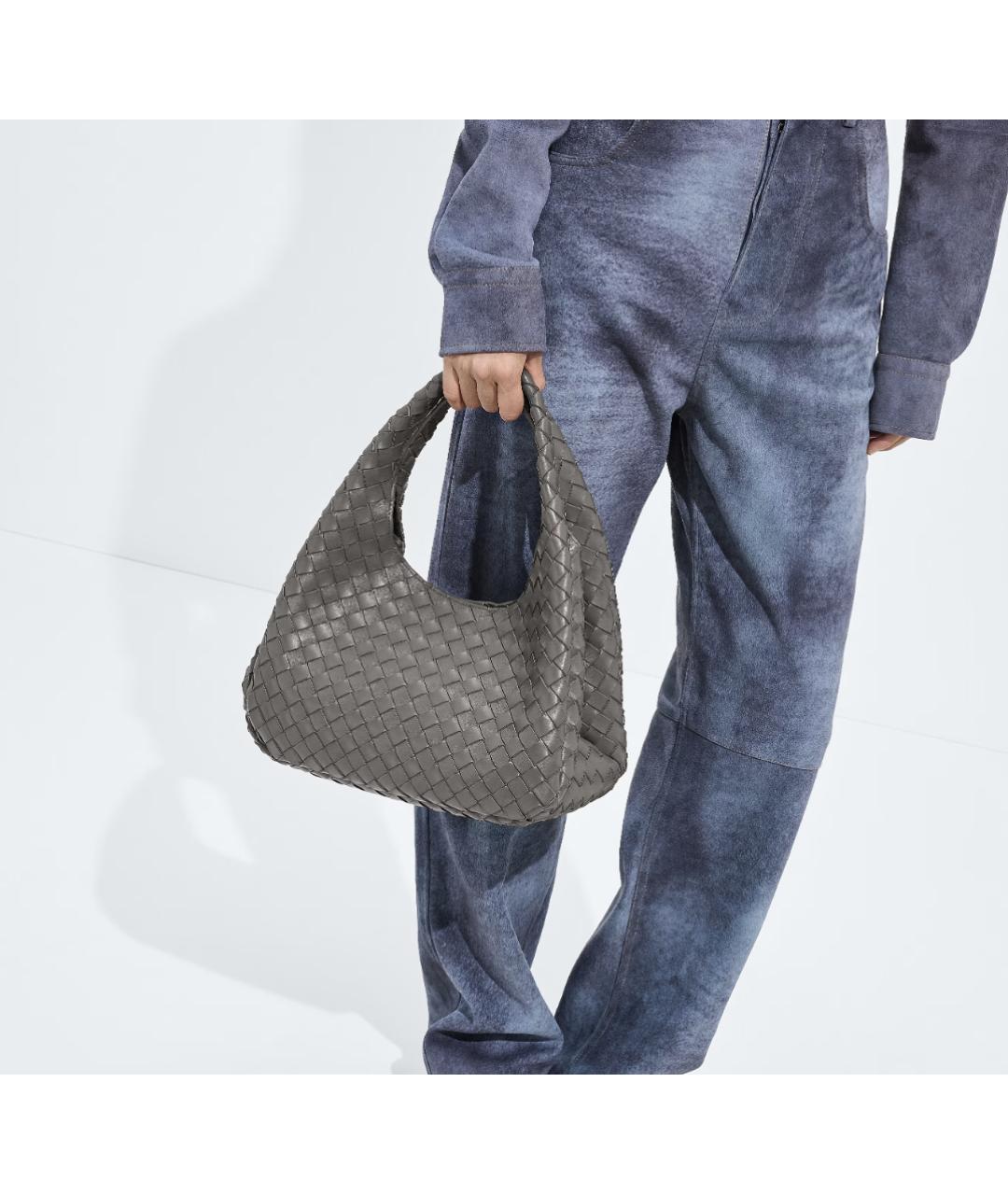 BOTTEGA VENETA Серая кожаная сумка тоут, фото 5