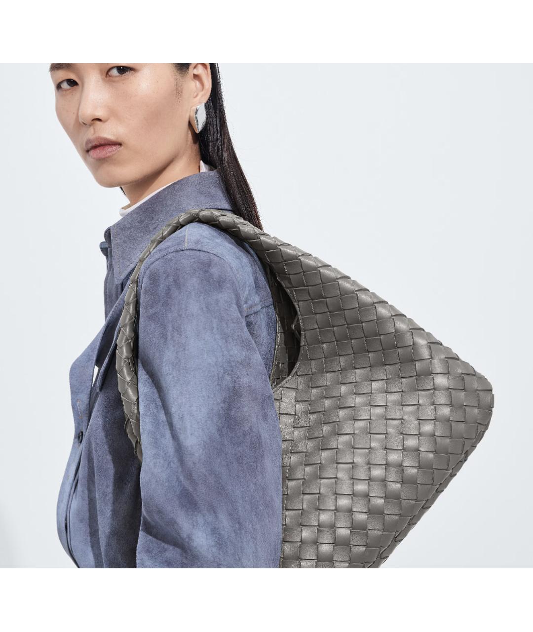 BOTTEGA VENETA Серая кожаная сумка тоут, фото 2