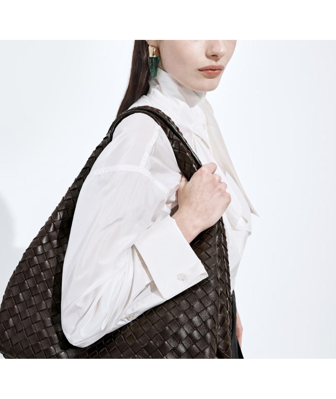 BOTTEGA VENETA Коричневая кожаная сумка тоут, фото 3