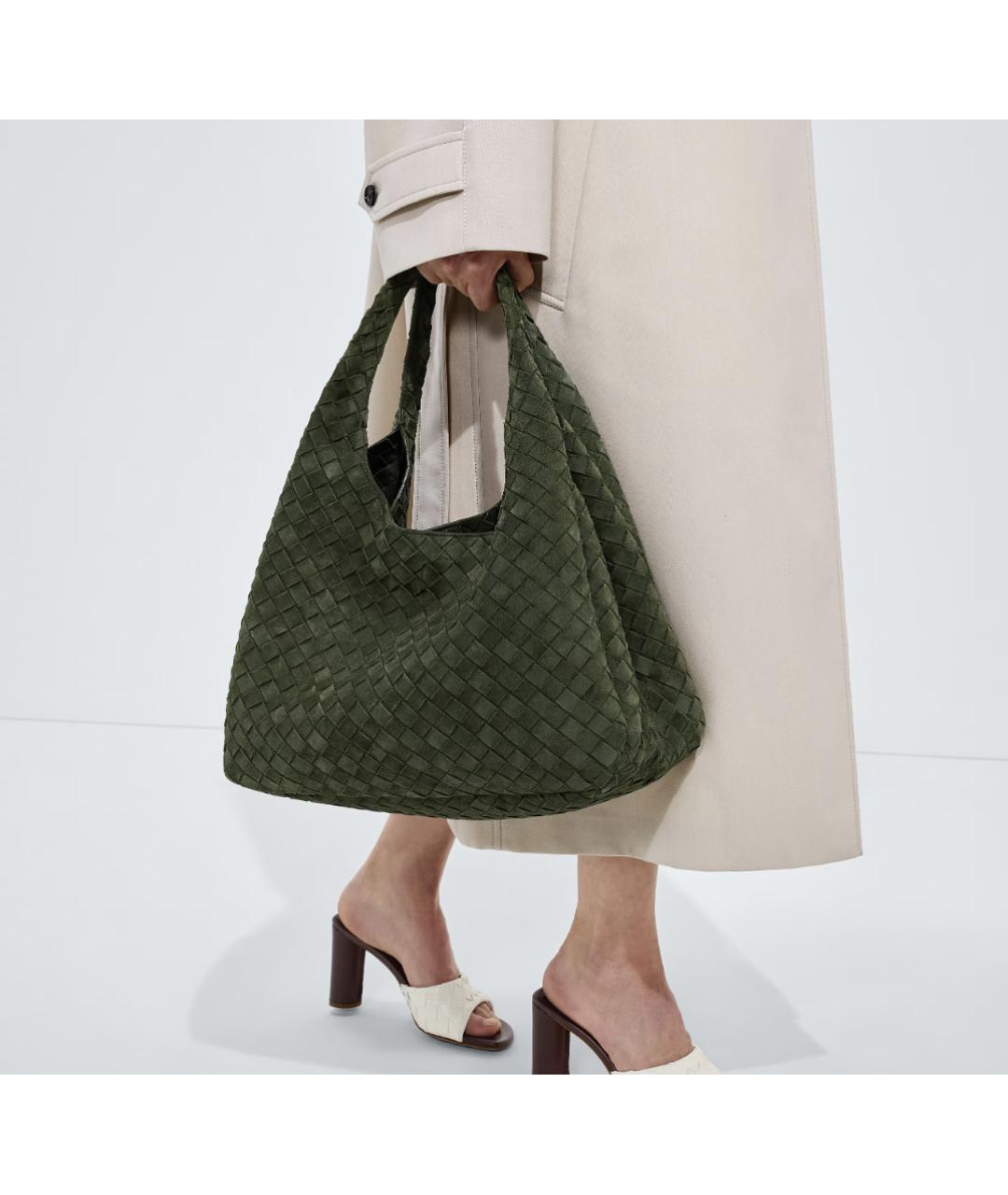 BOTTEGA VENETA Зеленая кожаная сумка тоут, фото 3