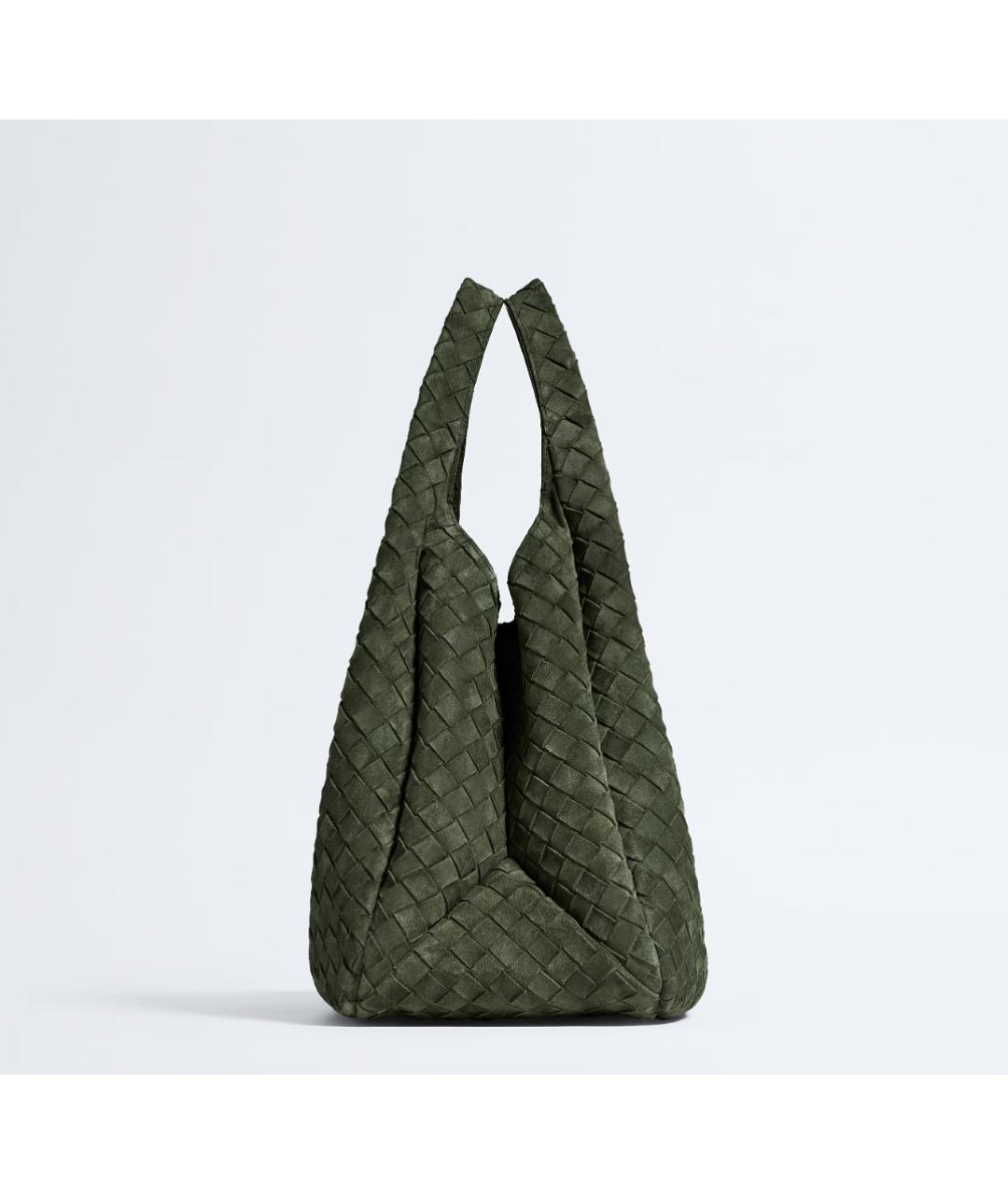 BOTTEGA VENETA Зеленая кожаная сумка тоут, фото 4