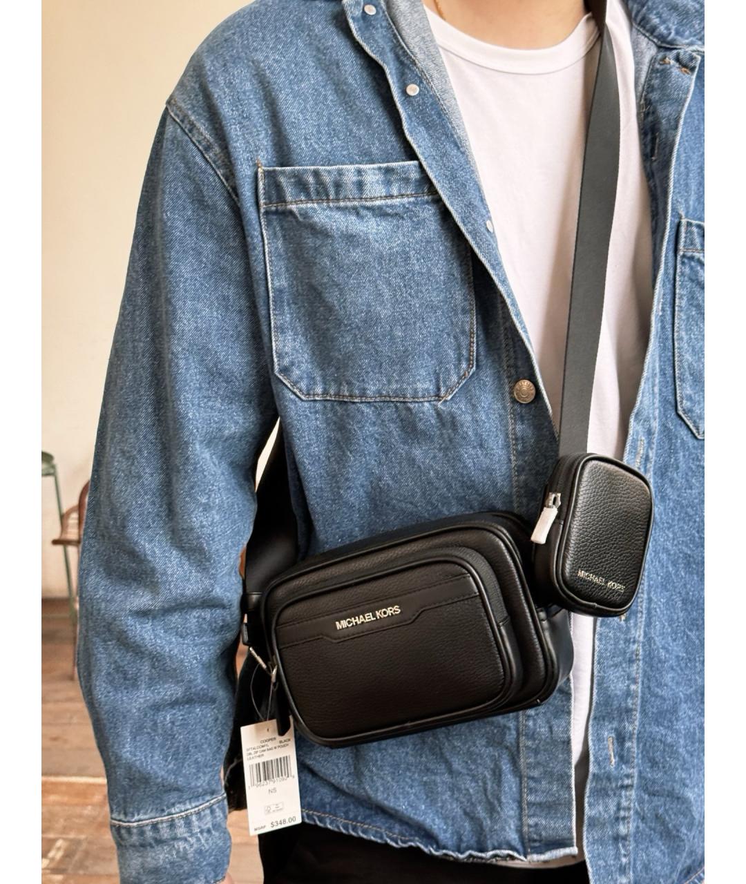 MICHAEL KORS Черная кожаная сумка на плечо, фото 8