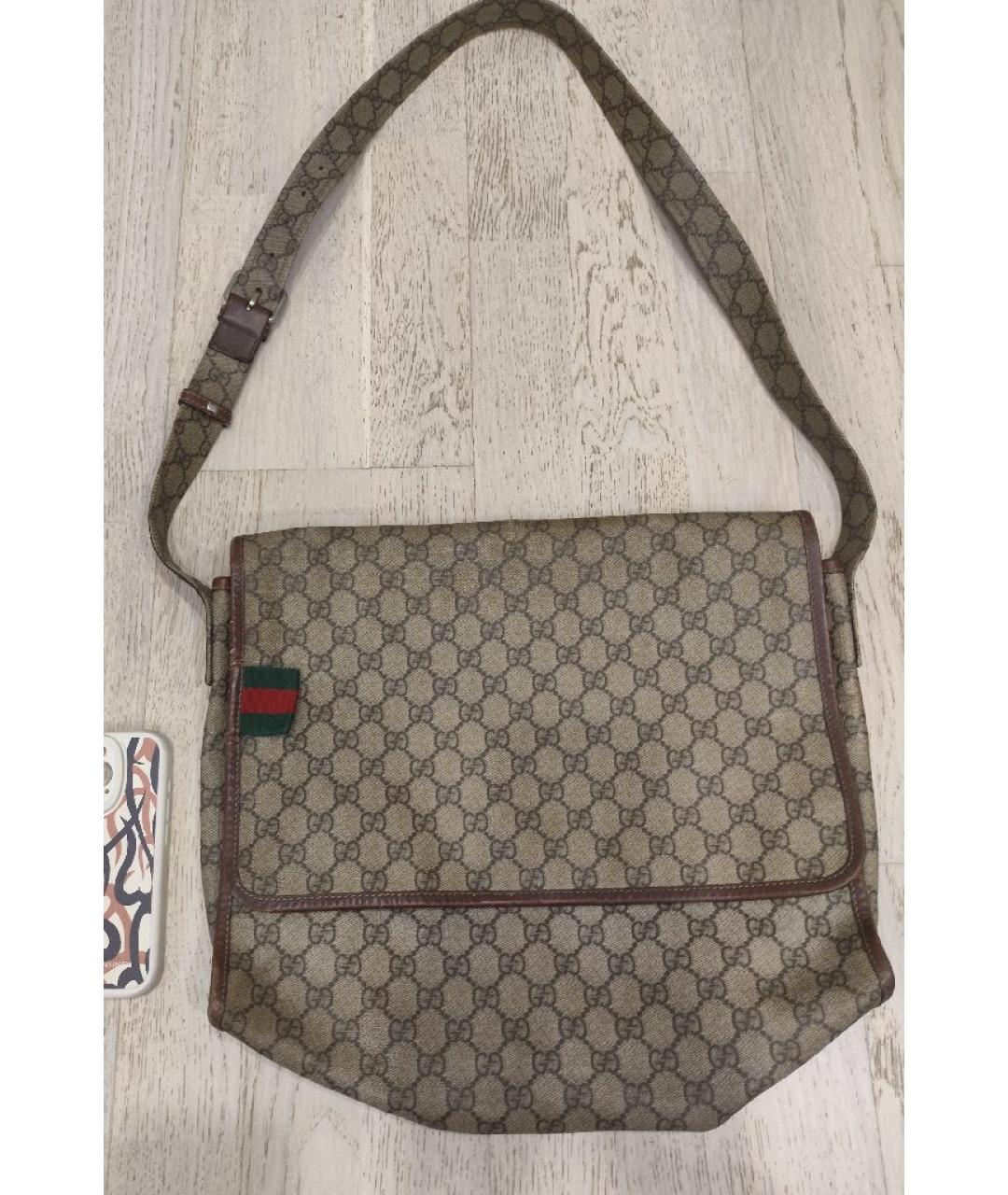 GUCCI Бежевая кожаная сумка на плечо, фото 5