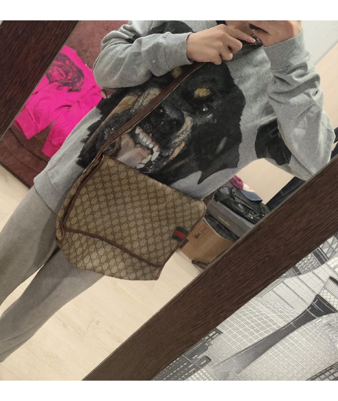 GUCCI Бежевая кожаная сумка на плечо, фото 3