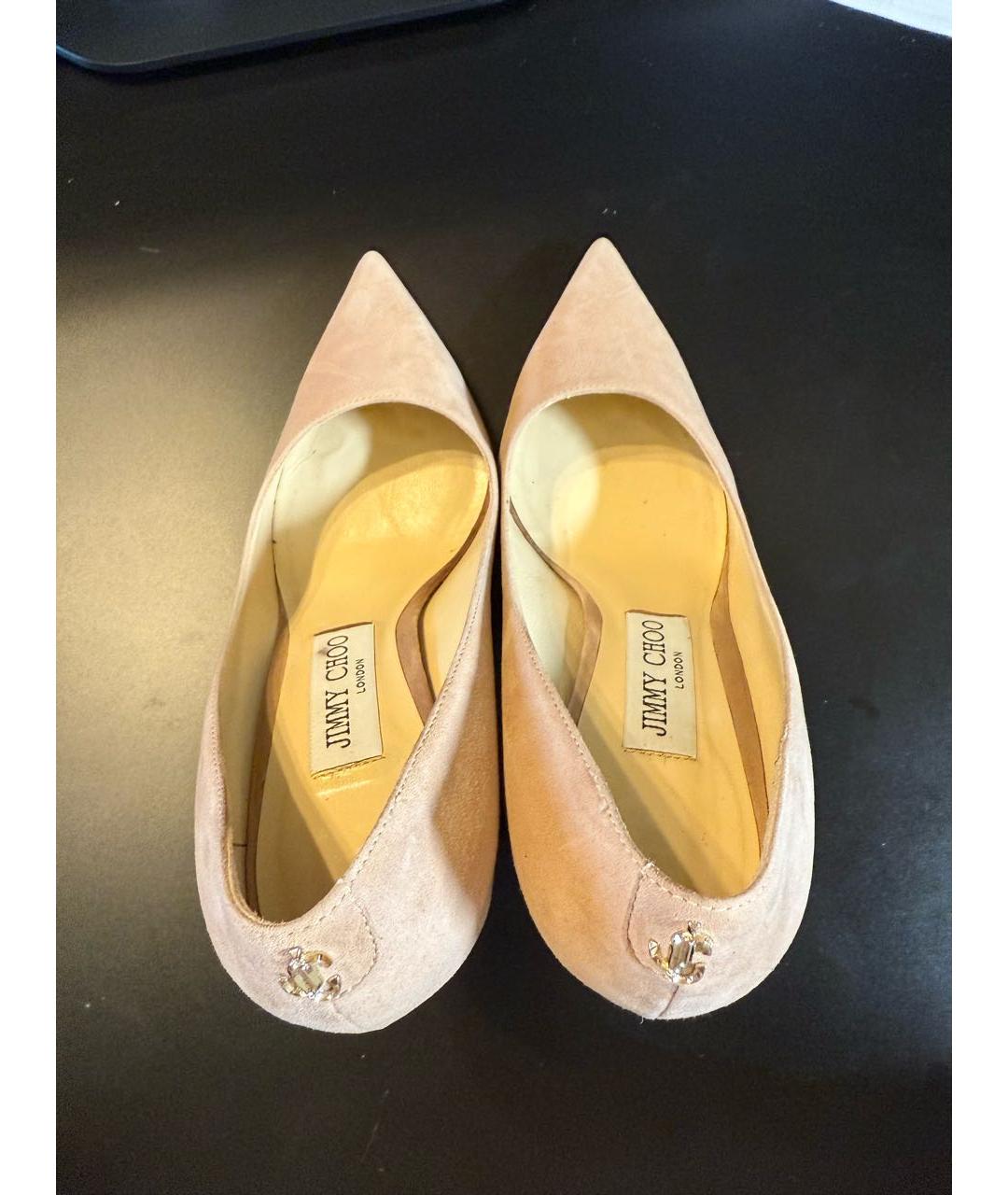 JIMMY CHOO Бежевые замшевые туфли, фото 3