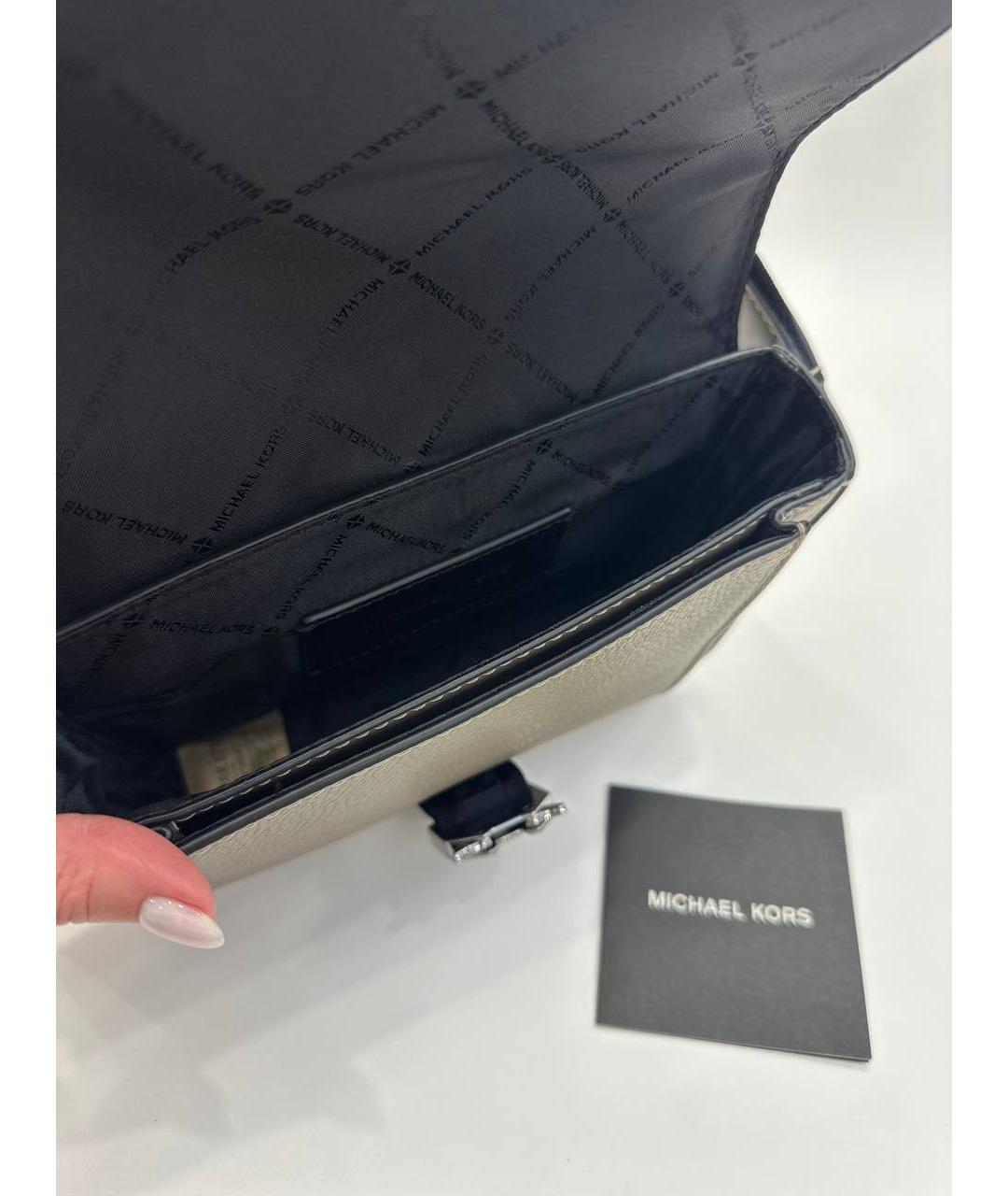 MICHAEL KORS Бежевая кожаная сумка на плечо, фото 8
