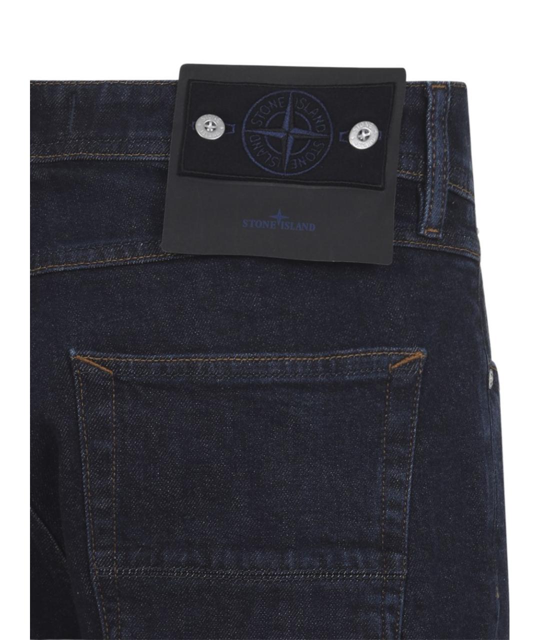 STONE ISLAND Темно-синие хлопковые прямые джинсы, фото 3