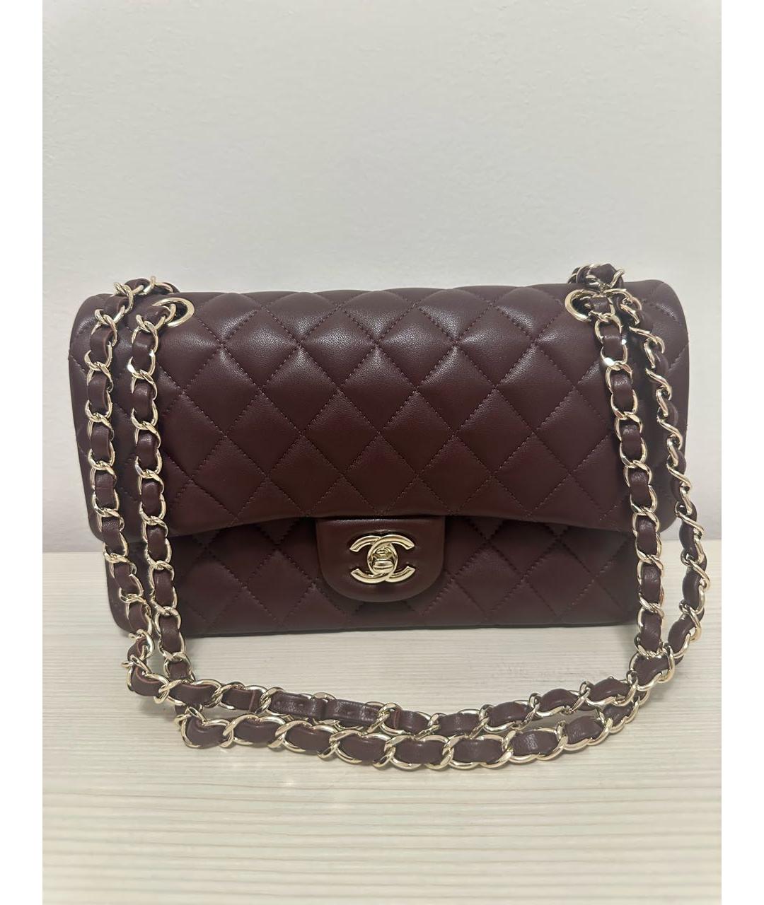 CHANEL Бордовая кожаная сумка через плечо, фото 6