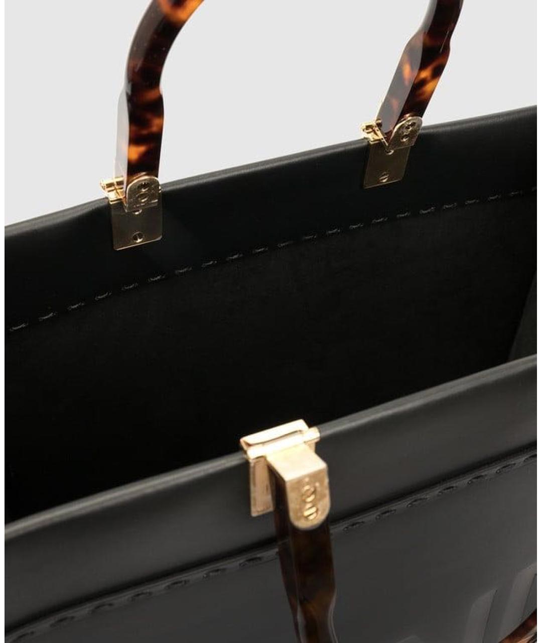 FENDI Черная кожаная сумка тоут, фото 4