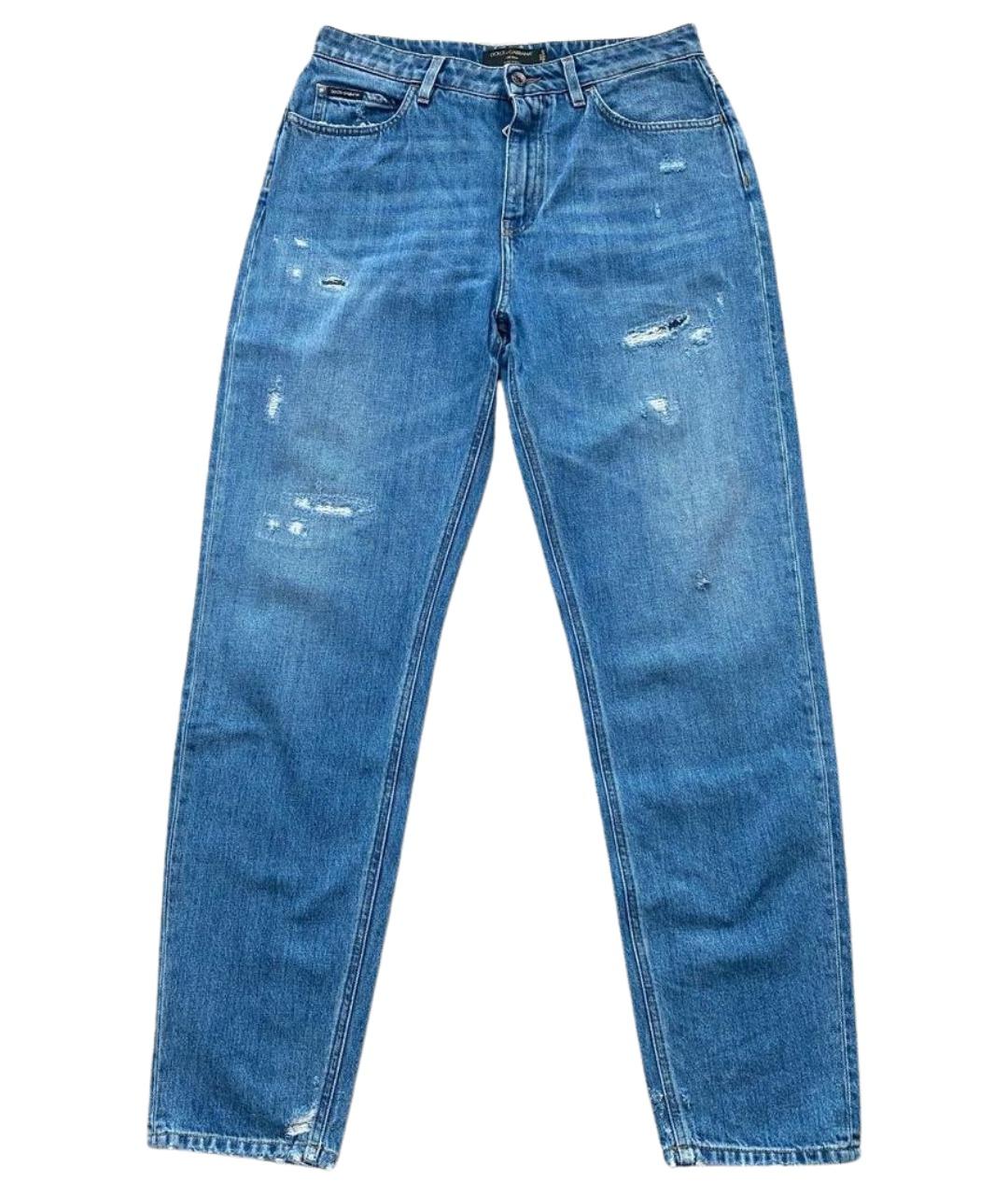 DOLCE&GABBANA Голубые хлопковые прямые джинсы, фото 1