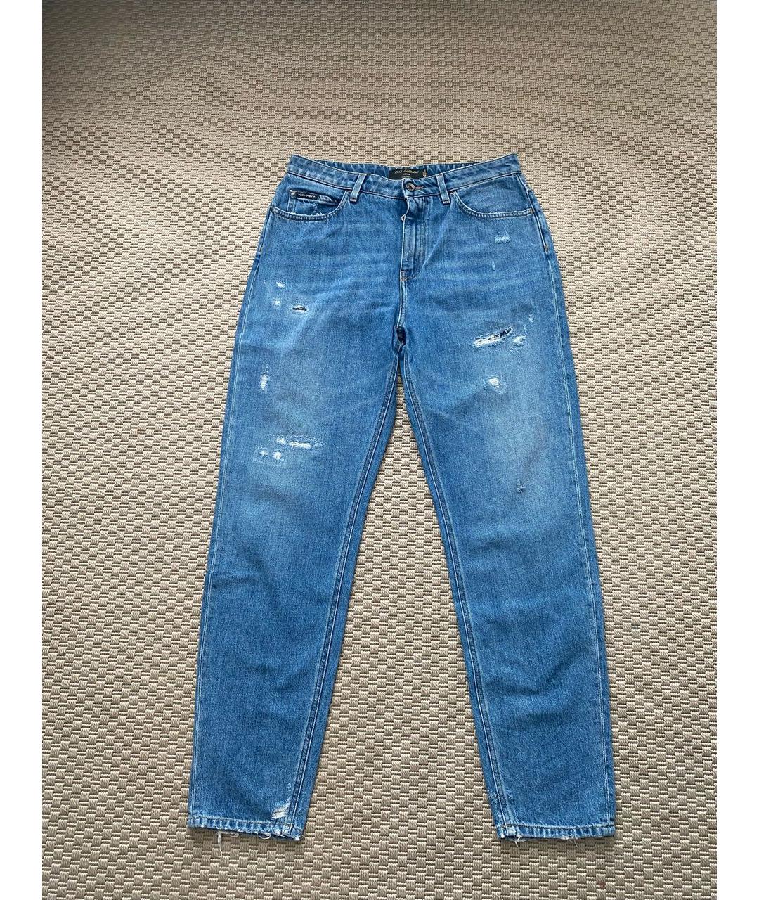 DOLCE&GABBANA Голубые хлопковые прямые джинсы, фото 6