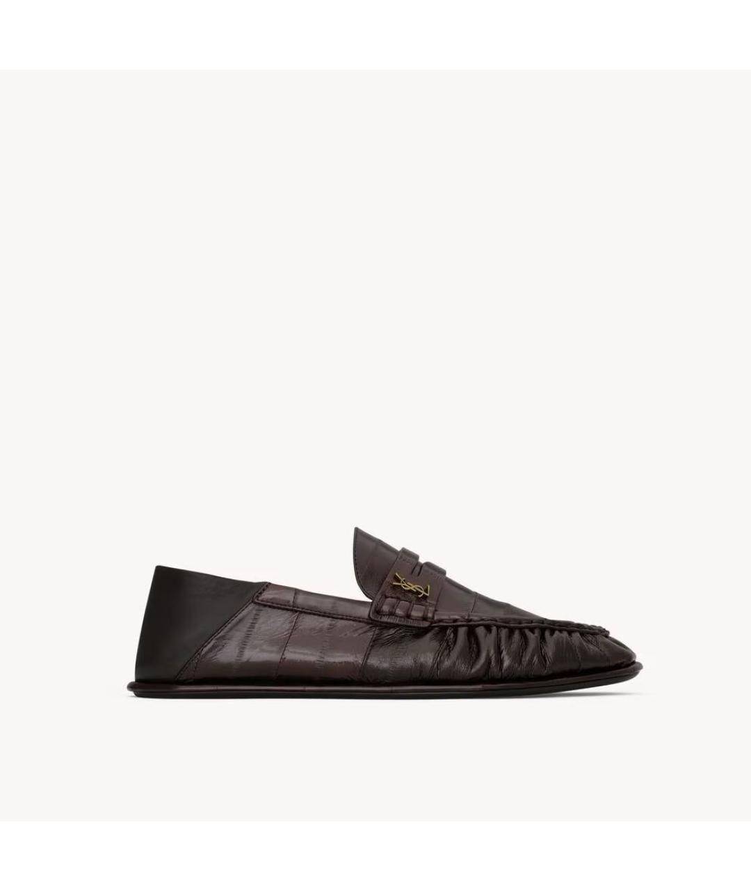 SAINT LAURENT Коричневые кожаные лоферы, фото 2