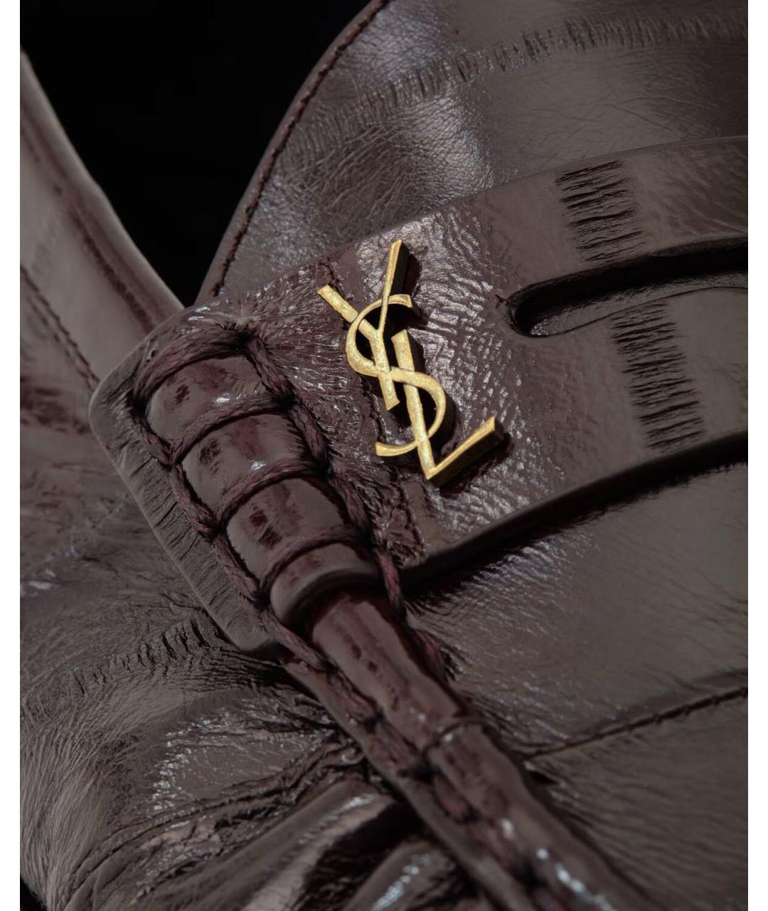 SAINT LAURENT Коричневые кожаные лоферы, фото 3