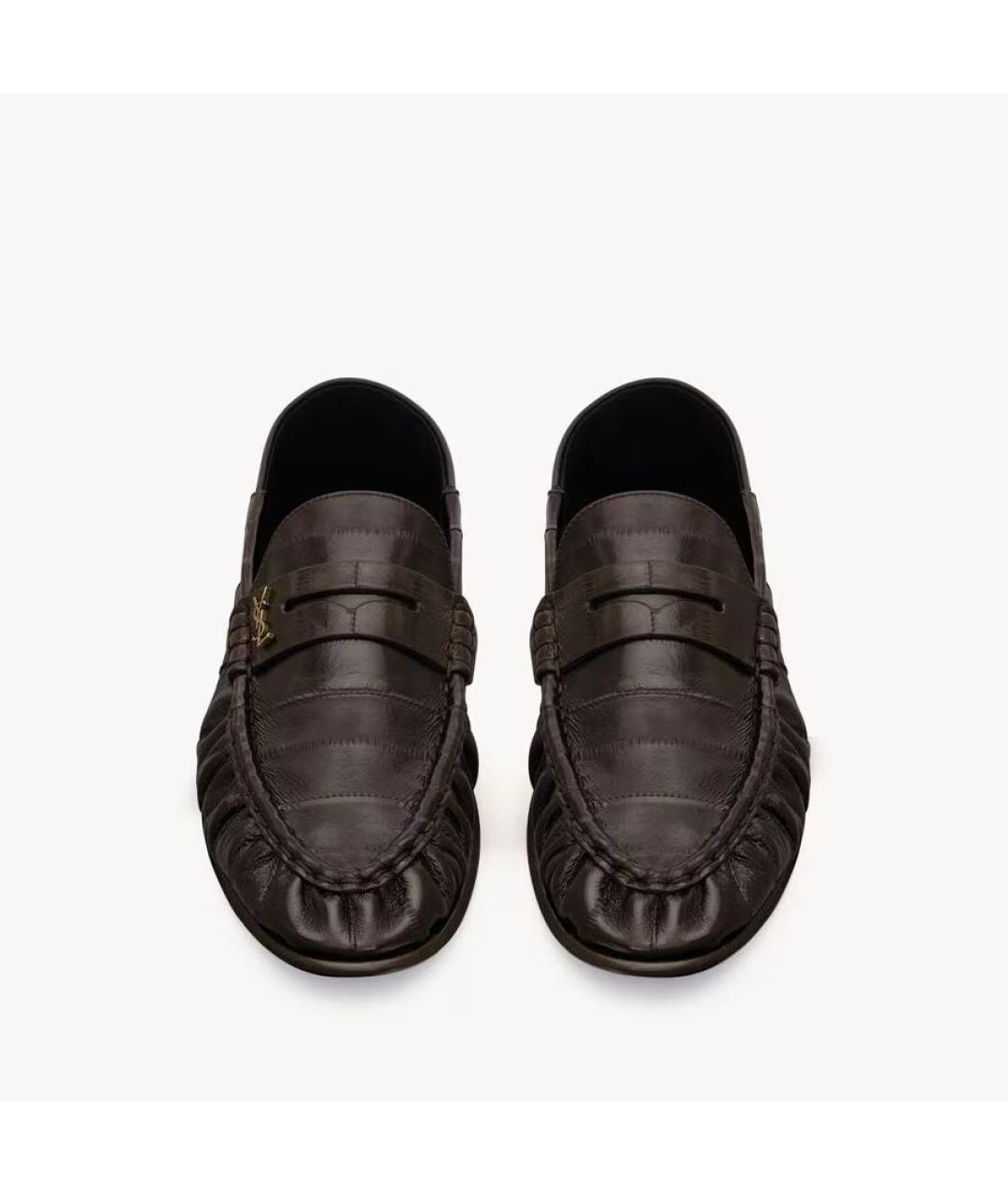 SAINT LAURENT Коричневые кожаные лоферы, фото 4