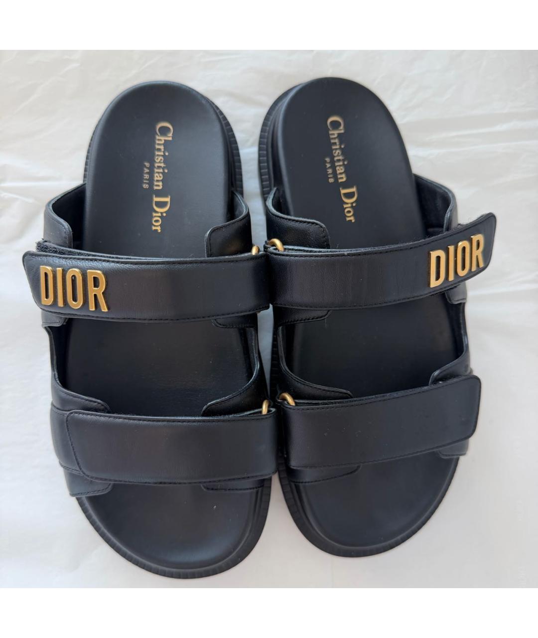 CHRISTIAN DIOR Черные кожаные мюли, фото 2