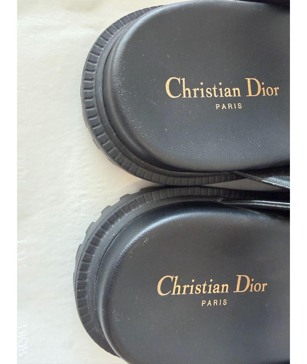 CHRISTIAN DIOR Черные кожаные мюли, фото 5