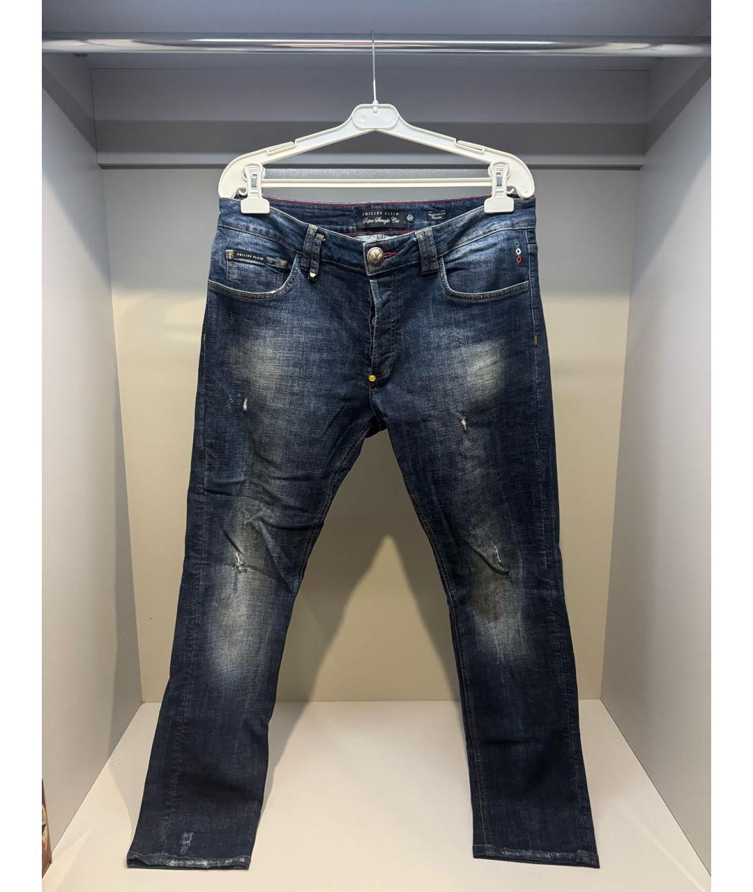 PHILIPP PLEIN Синие хлопковые джинсы скинни, фото 5