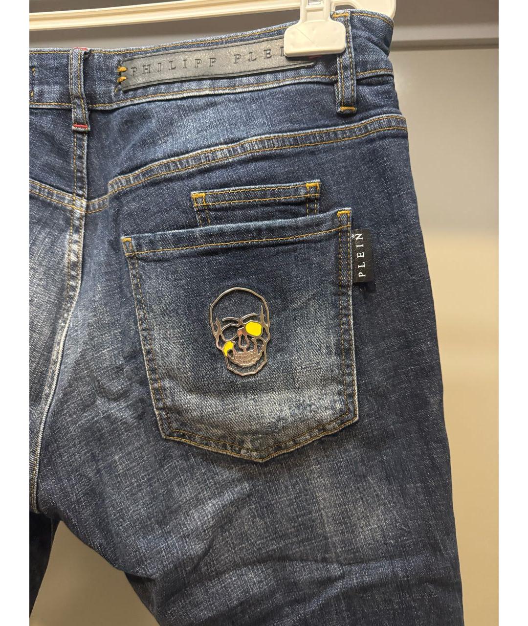 PHILIPP PLEIN Синие хлопковые джинсы скинни, фото 4