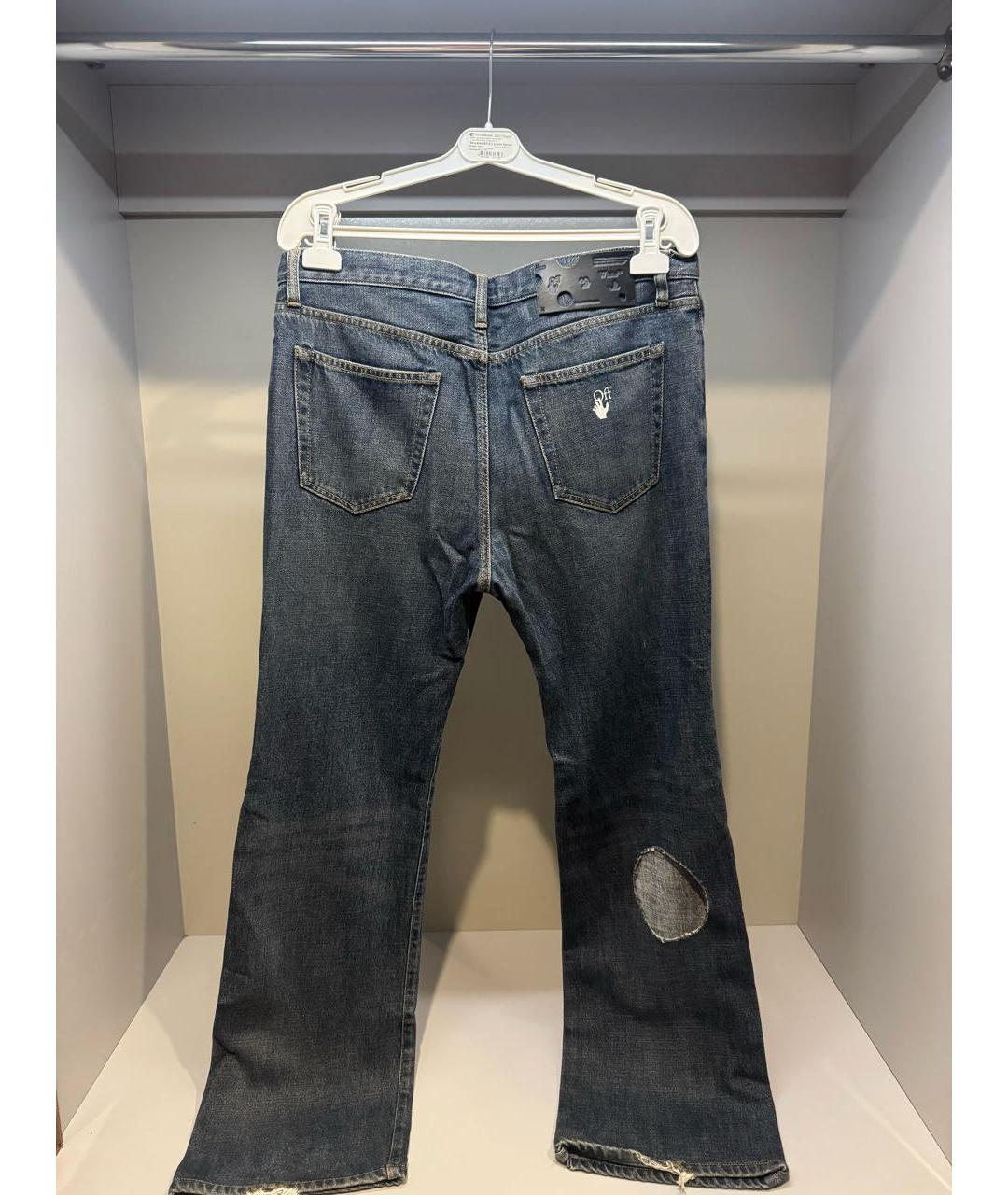 OFF-WHITE Темно-синие хлопковые прямые джинсы, фото 2