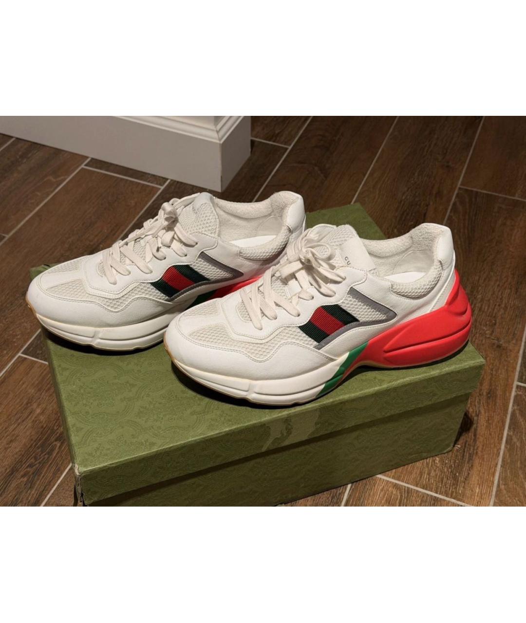 GUCCI Белые кожаные высокие кроссовки / кеды, фото 8