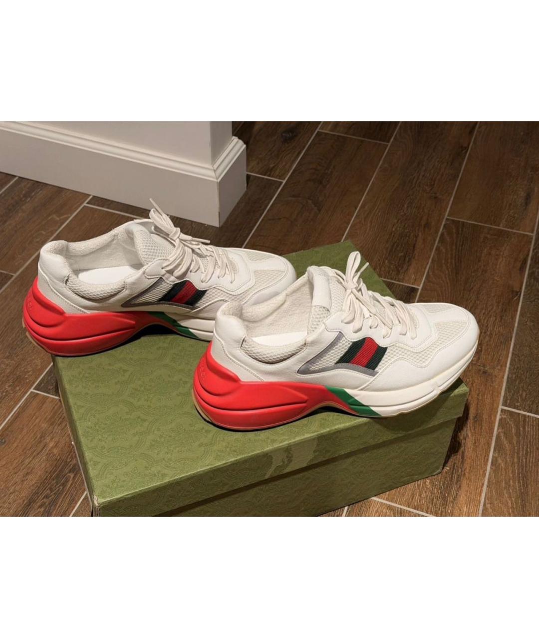 GUCCI Белые кожаные высокие кроссовки / кеды, фото 4