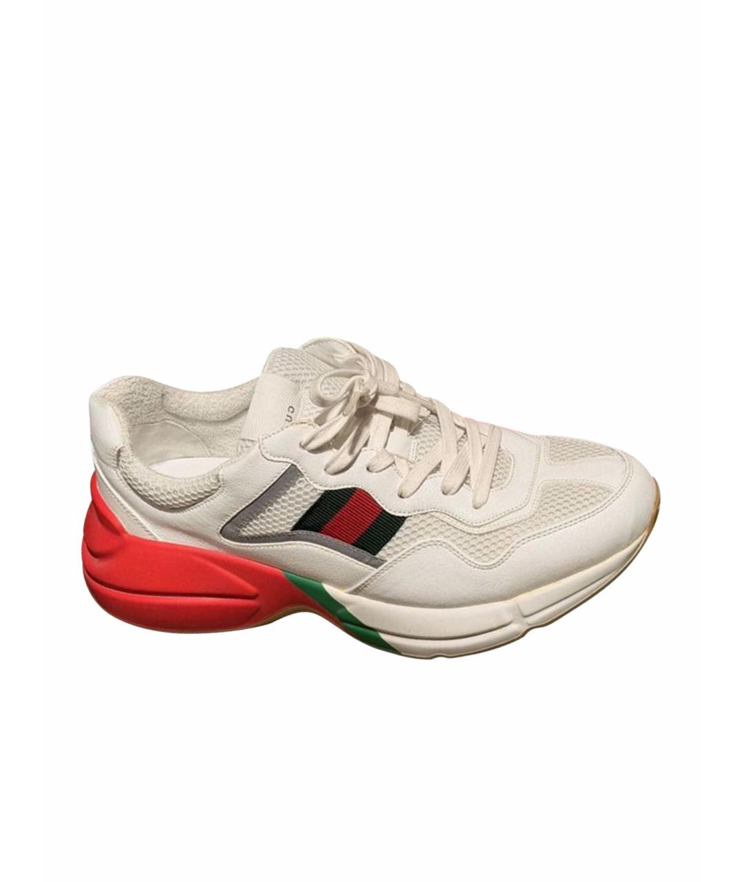 GUCCI Белые кожаные высокие кроссовки / кеды, фото 1