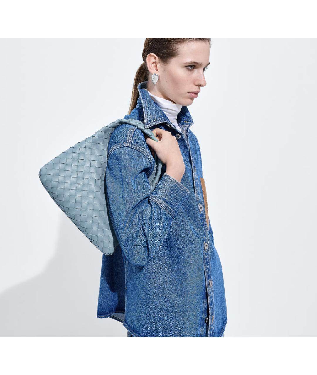 BOTTEGA VENETA Голубая кожаная сумка тоут, фото 2