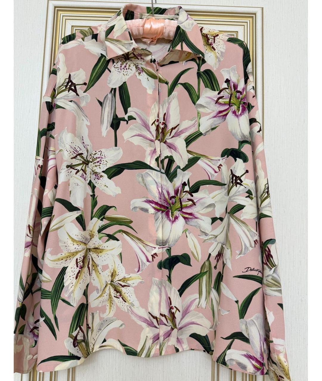 DOLCE&GABBANA Розовая шелковая рубашка, фото 5
