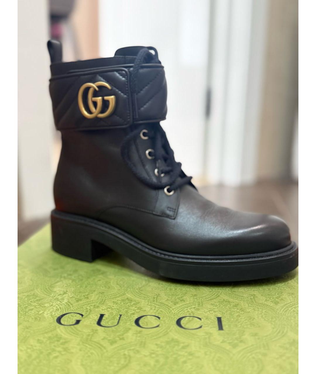 GUCCI Черные кожаные ботинки, фото 5