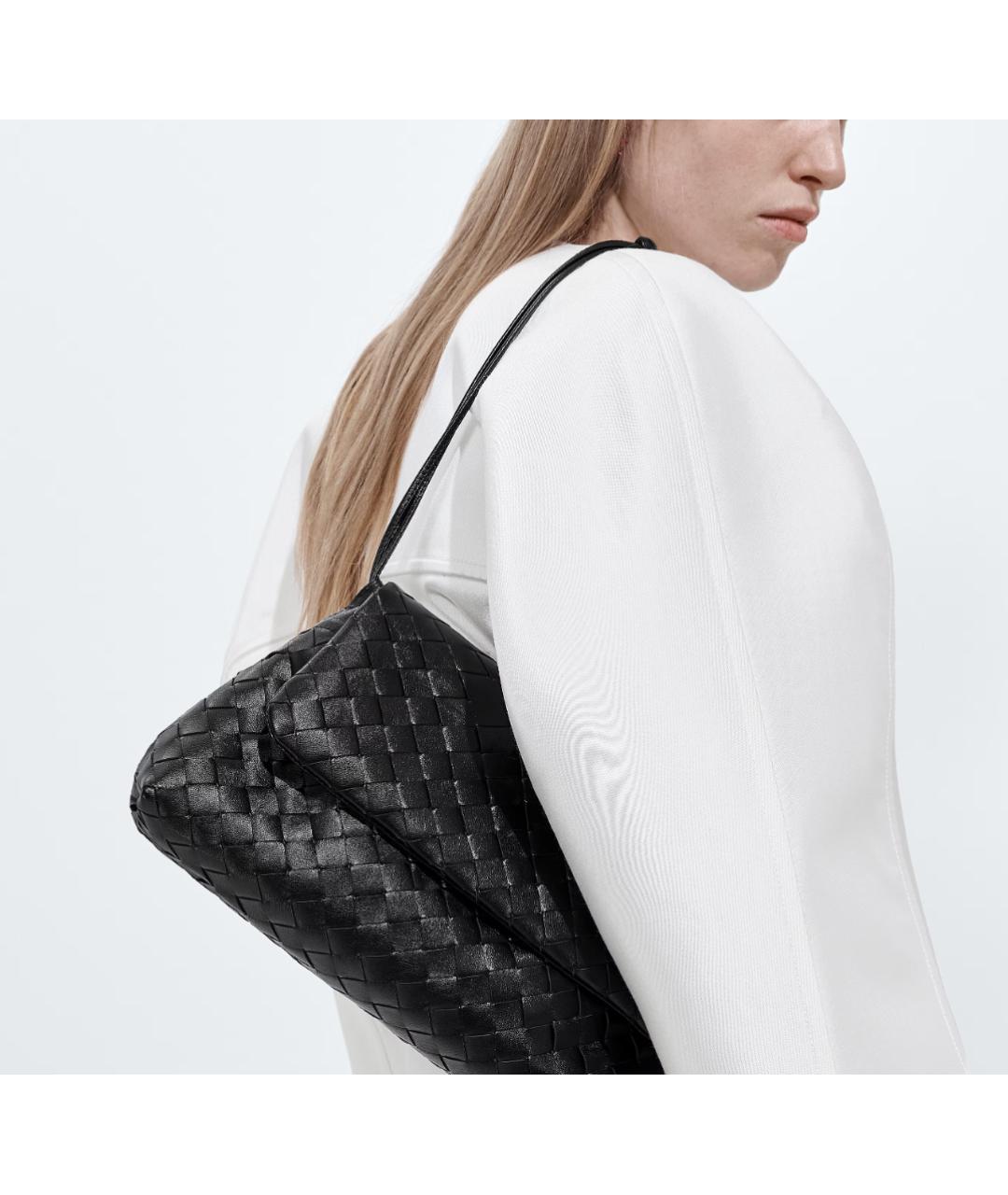 BOTTEGA VENETA Черная кожаная сумка через плечо, фото 6