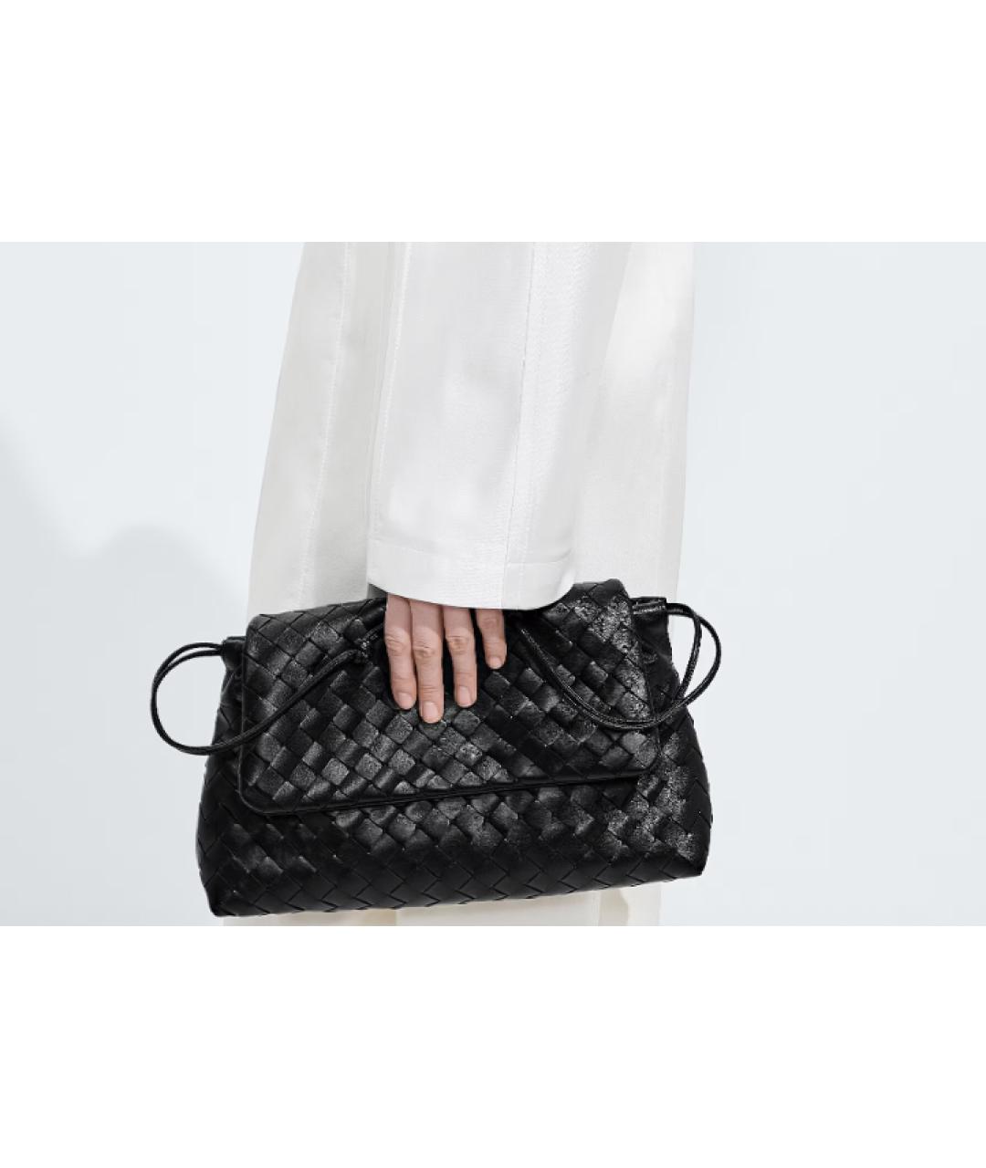 BOTTEGA VENETA Черная кожаная сумка через плечо, фото 2