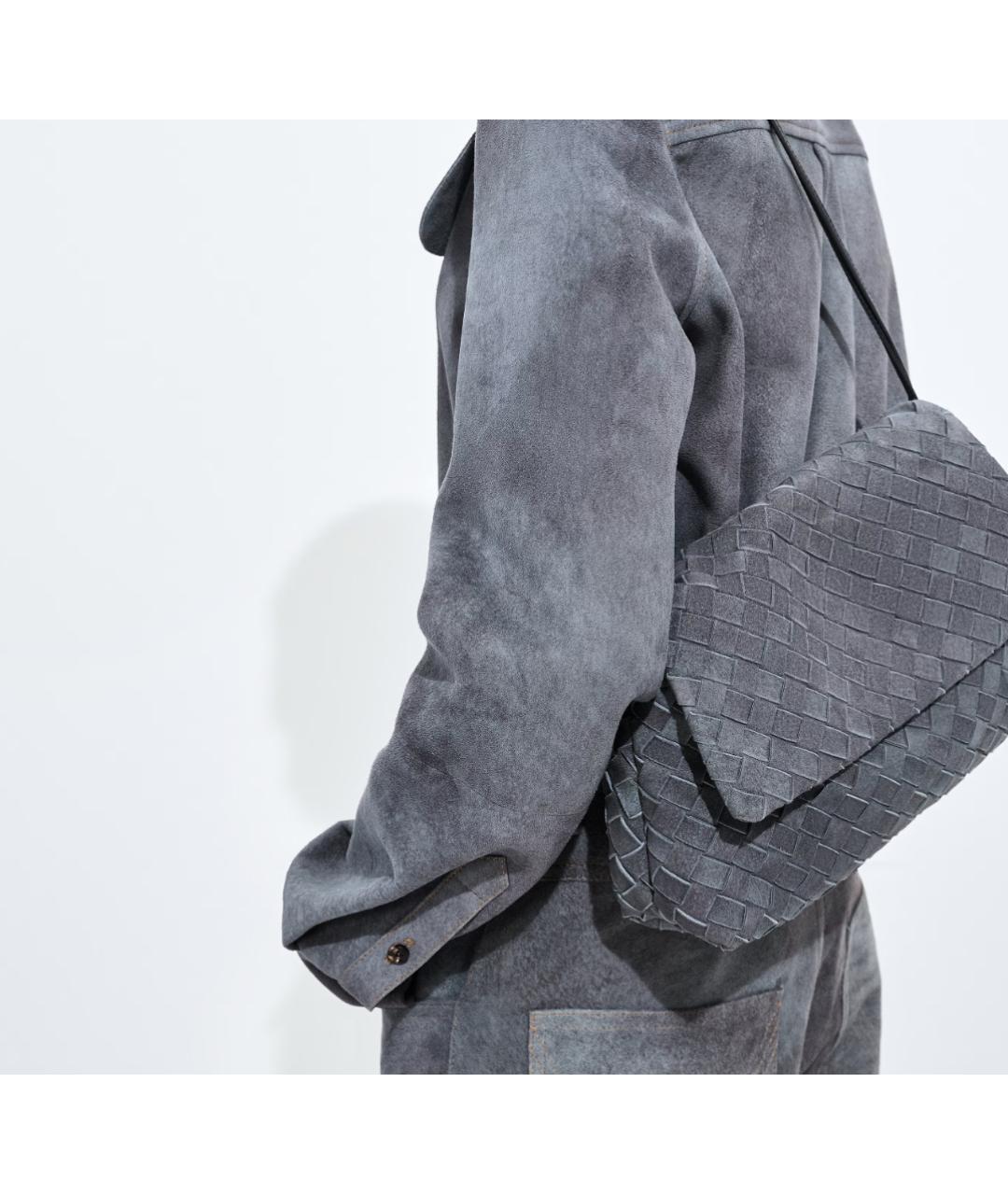BOTTEGA VENETA Серая кожаная сумка через плечо, фото 6